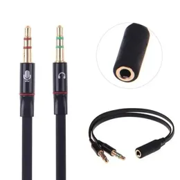 Nowe słuchawki rozdzielające JACK 3,5 mm stereo audio 2 samiec do 1 samica adaptera kabla mikrofon dla słuchawki przenośne