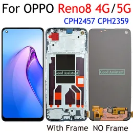 6,4 polegadas AMOLED / TFT BLACK PARA OPPO RENO8 4G CPH2457 RENO 8 5G CPH2359 LCD Display Touch Screen Digitalizer Painel Montagem / quadro