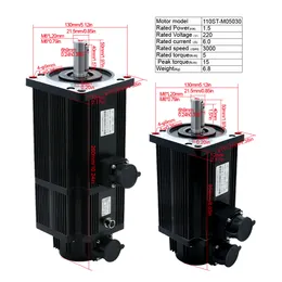 HLTNC 110ST-M05030 130ST-M06025 T3DF RS485 드라이버 1.5KW 220V AC 서보 모터 키트 3000 2500 1500 RPM 5/6/10N