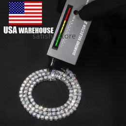 USA Warehouse atacado 2mm-6mm VVs Moissanite Tennis Chain 925 Sterling Silver Men Women Mulheres Colar de Tênis de Jóias Finas