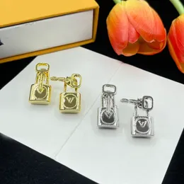 Designer Earrings Classic Gold Sier Plated Lock Key Letter Drop Stainless Steel Ear Stud Fashion Women Jewerlry Wedding Party Gift