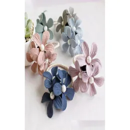 Hair Accessories 1Pc Girls Three Floral Scrunchy Elastic Bands Flower Rubber Rings Ropes Ornaments For Womens1318817 Drop Delivery Bab Otnxb