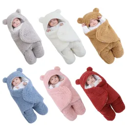 Tillbehör nyfödd filt söt tecknad film småbarn vinter varm sovande säck små barn barnvagn wrap hög kvalitet säkerhet baby swaddle