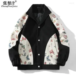 Men's Jackets Top Quality Spring Autumn Men Jacket Butterfly Print Spliced High Street Patchwork Color Block Windbreaker Coats