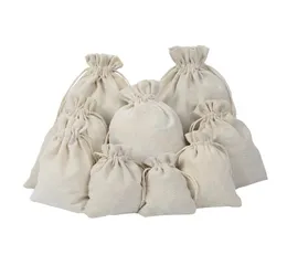 Canvas Drawstring Pouches Jewelry Bags 100 Natural Cotton Tvättfavor Holder Fashion Bag3706171