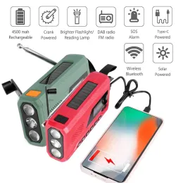 Radio DAB/NOAA FM/AM/WB Bluetooth Emergency Radio Portable Solar Hand Crank Radio USB Charging Power Bank Radio LED Flashlight SOS
