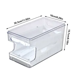 Egg Storage Box Rolling Slide Container Food Kyle Drawer Organizer Boxar Plastförvaring Container Kylskåp Organisationer