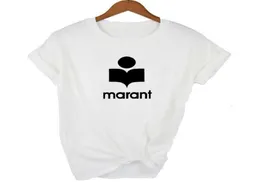 MEN039S Tshirts Marant Baskı Tişörtleri Kadın Harajuku Büyük Boy Pamuk O boyun gündelik gevşek moda markası Summer5892146