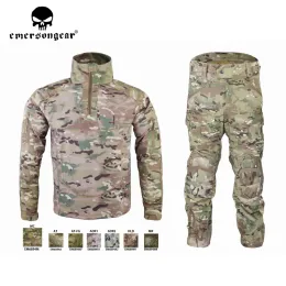 Pants Emersongear Mens Tactical Suit Sportwear Military Combat Tracksuit Fall Winter Long Sleeved Shirts Pants Camouflage