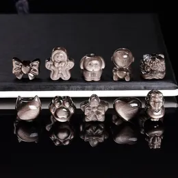 1 Pc Natural Stone Gold Silver Obsidian Carved Bead Cat Paw Pixiu Animals Cute Bead With Hole For Jewelry Making Diy Necklace