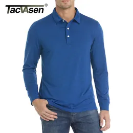 TACVASEN Mens Long Sleeve Polo Shirts Moisture Wicking Lightweight Pullover 3 Buttons Casual T-shirt Fishing Golf Sports Tops