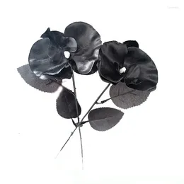 Decorative Flowers 5Pcs Artificial Black Butterfly Orchid Simulated Silk Phalaenopsis Flower Fake Plants Wedding Party Decoration Pography