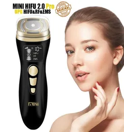 Massageador de rosto Hifu 2 0 Mini Magic Magic Black Ultrassom RF EMS Microcorrente Lifting Firmagem apertando o cuidado da pele Remova 6078002