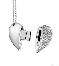 Projektowanie prawdziwej pojemności Crystal Heart USB 20 Drive Flash Drive Stick 16GB64GB Pendrive z naszyjnikiem3839387