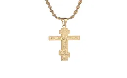 Goldfarbe Russisch orthodoxer Christentum Kirche Eternal Kreuzschütze Anhänger Halskette Schmuck Russland Griechenland Ukraine Geschenk8139365
