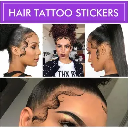 5 Sheets Hair Tattoo Stickers Waterproof Baby Hair Edge Temporary Hairline Natural Curly Hair Fake Tattoo Makeup Tools