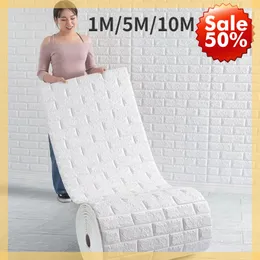 1M/5M/10M 3D Soft Foam Brick Wallpaper Sticker Roll DIY Self Adhesive Living Room Home Kitchen Bathroom Decorative Wall Paper