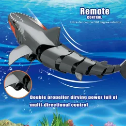 RC 고래 상어 장난감 로봇 원격 컨트롤 동물 해양 생물 욕조 수영장 전기 물고기 어린이 아이를위한 목욕 장난감 소년 잠수함