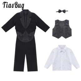 Pantaloni per bambini che smoking abiti da smoking set formale abita a manica lunga camicia blazer golf cravatta pantaloni da gentiluomo abito da gentiluomo costumi per feste di nozze