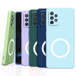 Jedwabny ciekł silikonowy obudowa ładowania magnetycznego dla Samsung Galaxy A72 A52 A52S A32 M12 4G /5G Dropproof Full Case Telefon