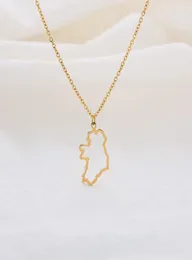 10PC Outline Republic of Ireland Map Necklace Continent Europe Country Dublin Pendant Chain Necklaces for Motherland Hometown Iris6383014
