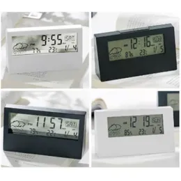 LCD Electric Desk Dank Clock White Calendario White Temperature Digital Humidità Modern Officina Batteria trasparente Orologio azionata