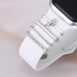 12 별자리 다이아몬드 금속 매력 애플 시계 밴드 장식 반지 장식 반지 스마트 시계 실리콘 스트랩 액세서리