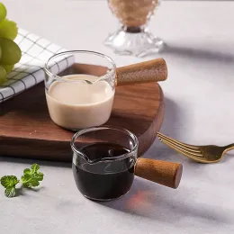 Multifunktionellt kök mått muggträhandtag glas espresso mät kopp enkel mun mjölk kanna kaffetillförsel