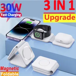 Chargers 2023 Новый 15W 3IN1 Магнитная складная беспроводная зарядка для iPhone 15 14 13 Pro/Pro Max/Plus/AirPod/Iwatch 7 6 Xiaomi