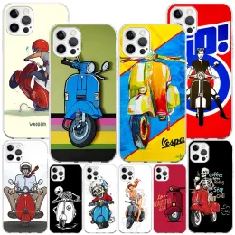 Vespa Scooter Motorcycle Telefono Custodia per Apple iPhone 15 + 14 13 12 Mini 11 Pro Max SE XS XR 7 8 6S Plus Soft Cover Fundas