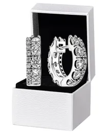 Frauen Herren Doppelband Pave Hoop Ohrringe Original Geschenkbox für authentische 925 Sterling Silver Party Circle Stud Ohrring5297994