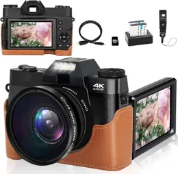 180 ° شاشة الوجه 48 ميجابكسل Vlogging الكاميرا واسعة الزاوية 4K Camcorders Digital 16x Macro Lens Rundor