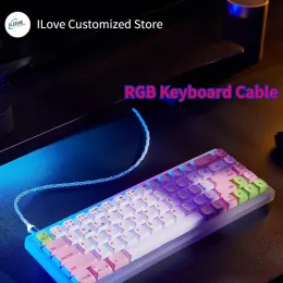 Acessórios Frexer personalizados Cabo de teclado 7color gradiente teclado luminoso tipo C Personalização de cabo de teclado luminosa