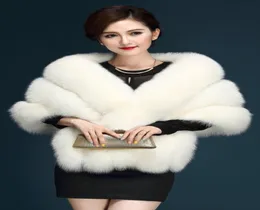 Mangas compridas Casamento Bolero Jaqueta envolve o Cabo Shawls Faux Fur Bridal Cape em Stock8500992