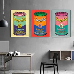 Andy Warhol Campbell Sopa Canned Pop Art Poster Canvas pintando pintura de parede estética Pictures Cafe Bar Restaurant Dining Room Decor