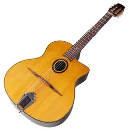 Cables Django Guitar 41 tum Acoustic Guitar 6 String Gypsy Swing Jazz Orange Color Jango Guitar Folk Guitar Spruce Wood Top