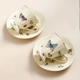 Cups Saucers Ceramic Coffee Cup And Saucer Set Afternoon Tea Scented Phnom Penh Retro European Style Designer Iced