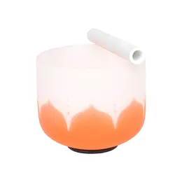 8 polegadas White Orange Life Design de Flor Chakra Matte Quartz Crystal Singing Boll Bon Mallet Ring Yoga Meditation