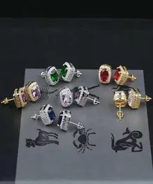 Хип -хоп красочные ушные шпильки драгоценного камня Роскошные дизайнерские дизайнерские мужские брелоки алмазны