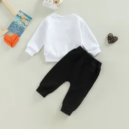 Mababy 0-3y Valentine's Day Nyfödda barnbarn Baby Boy Cloths Set Letter Långärmad toppar Byxor Toddler Fall Spring Outfits