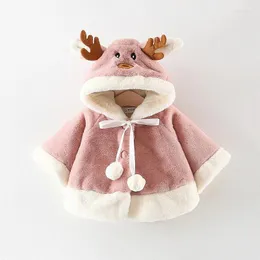 Jackets Dulce Amor Baby Girl Christmas Elk Hooded Coat Cloak Winter Warm Toddler Year Clothes Outerwear With Ball Drop