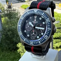 Нарученные часы Tactical лягушка FXD Титановый дайвинг спортивные мужчина 42-мм против 75B Солнечное кварцевое стекло сапфировое стекло 200м водонепроницаемое BGW-9 Glow