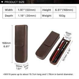 CONTACT'S FAMILY Leather 2 Slots Pen Case Magnetic buckle With Removable Pen Tray Holder Pencil Case Box Office School Pouch