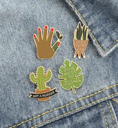 European Cartoon Poted Plant Brooches Emalj Alloy Cactus Aloe Leaf Pins For Unisex Children Clothing Cowboy Badge Accessories WH8161907