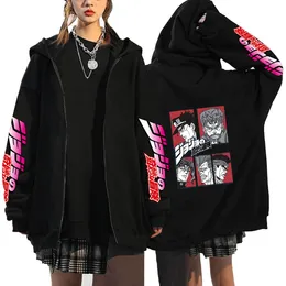 JoJo Bizarre Adventure Zipper Hoodie Roupas Masculinas Homens Men Men Men com capuz de tamanho grande casaco Tops Femme Sweatshirts Jackets