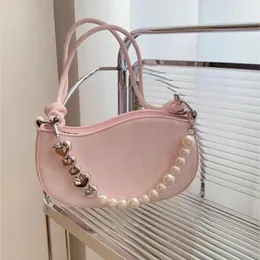 Sznurka Xiuya Pink Pearl damska torba na ramię eleganckie łańcuchy koraliki skórzane koreańskie torebki modne