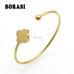 Bangle Hot Sale Fashion Gold Color из нержавеющей стали цветочные браслеты Bangles for Women Pulseira Love милый браслет -ювелирные украшения подарок 24411