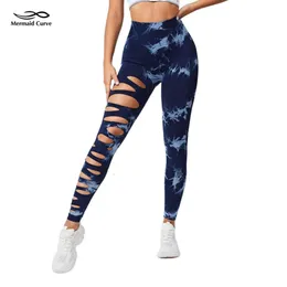 Lu Align Pant Lemon Mermaid Curve Tie Dye Ladder Cut Out Wideband Waist Running Sports Leggings Gym Clothing Seamless Fabric Tight Fiess Pa