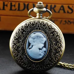 Taschenuhrs Grüne Antike Schnitzquarz -Tasche für Frauen Halskette Accessoire Antike Vintage -Kette Uhr Relojujer Y240410