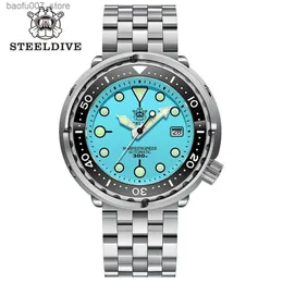 Wristwatches Steeldive SD1975 Black Dial Ceramic bezel 30ATM 300m Waterproof Stainless Steel NH35 Tuna Mens Dive